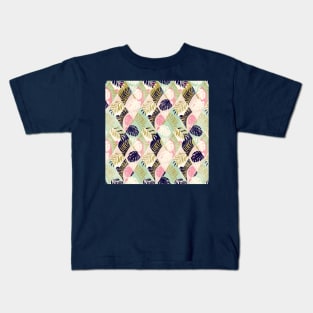 Mint and Navy Tropical Diamonds Kids T-Shirt